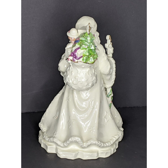 Santa Porcelain Figurine Musical Woodland Animals Sack of Toys 11" - Picture 5 of 6